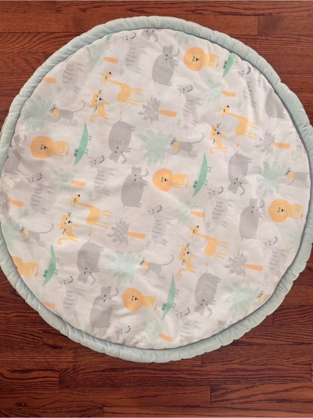 Round Baby Play Mat with Pastel Animal Print